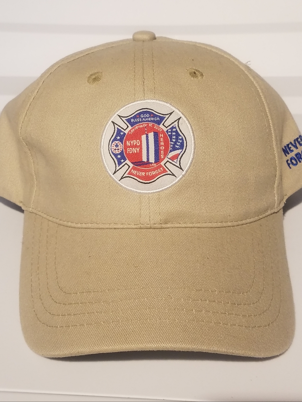 Men New York Fire Department "Never Forget" Cap Tan
